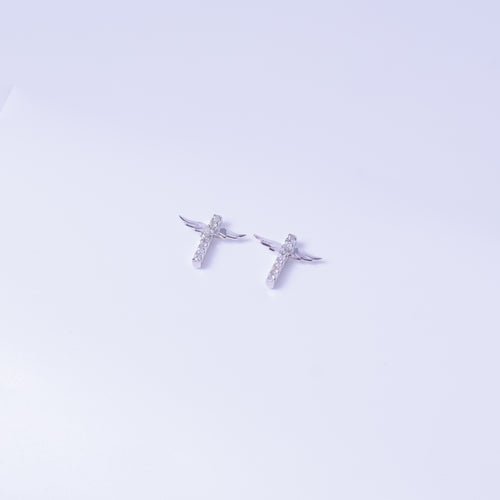 Silver Angel Wing Cross Earrings