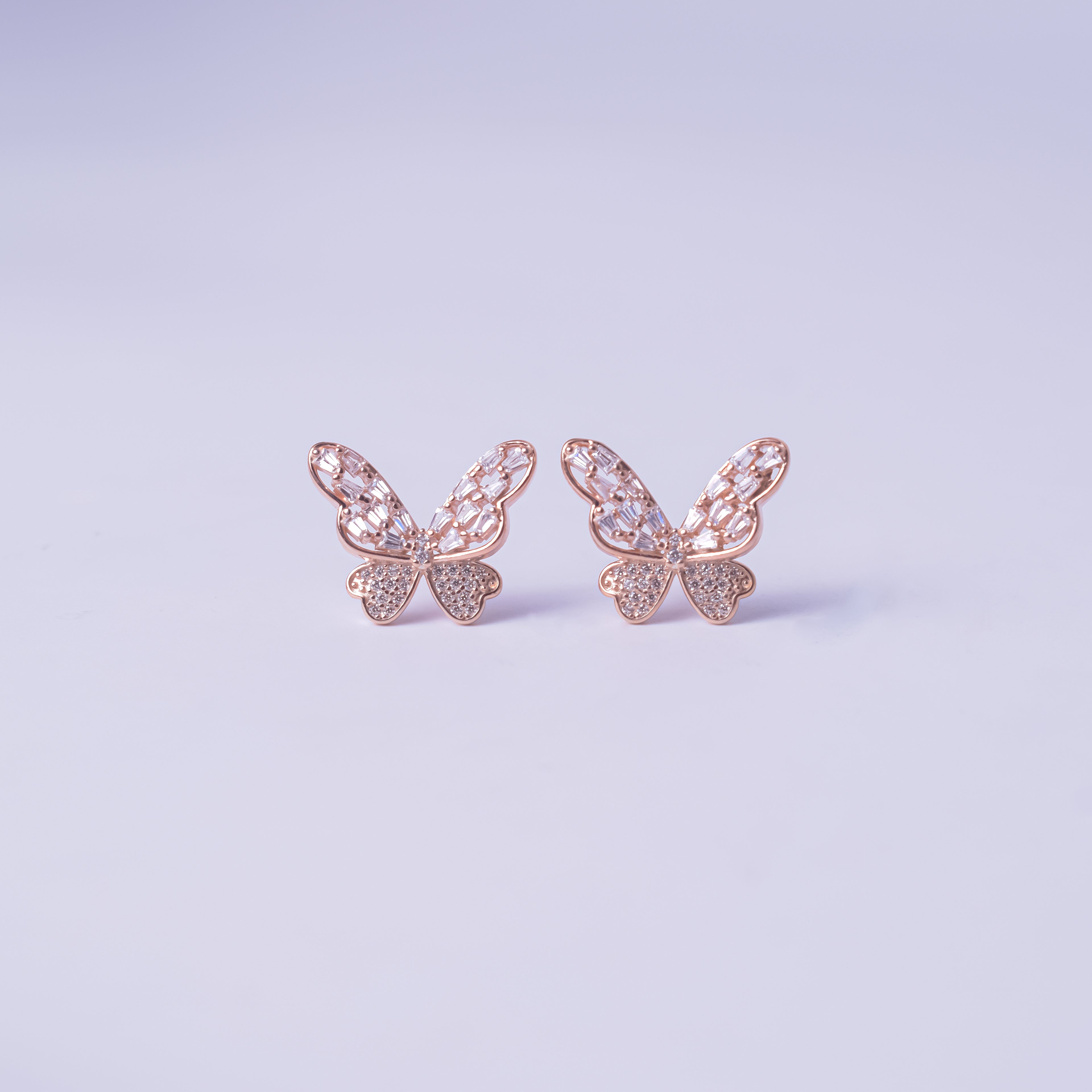 Rose Gold Silver Aurora Wing Earrings