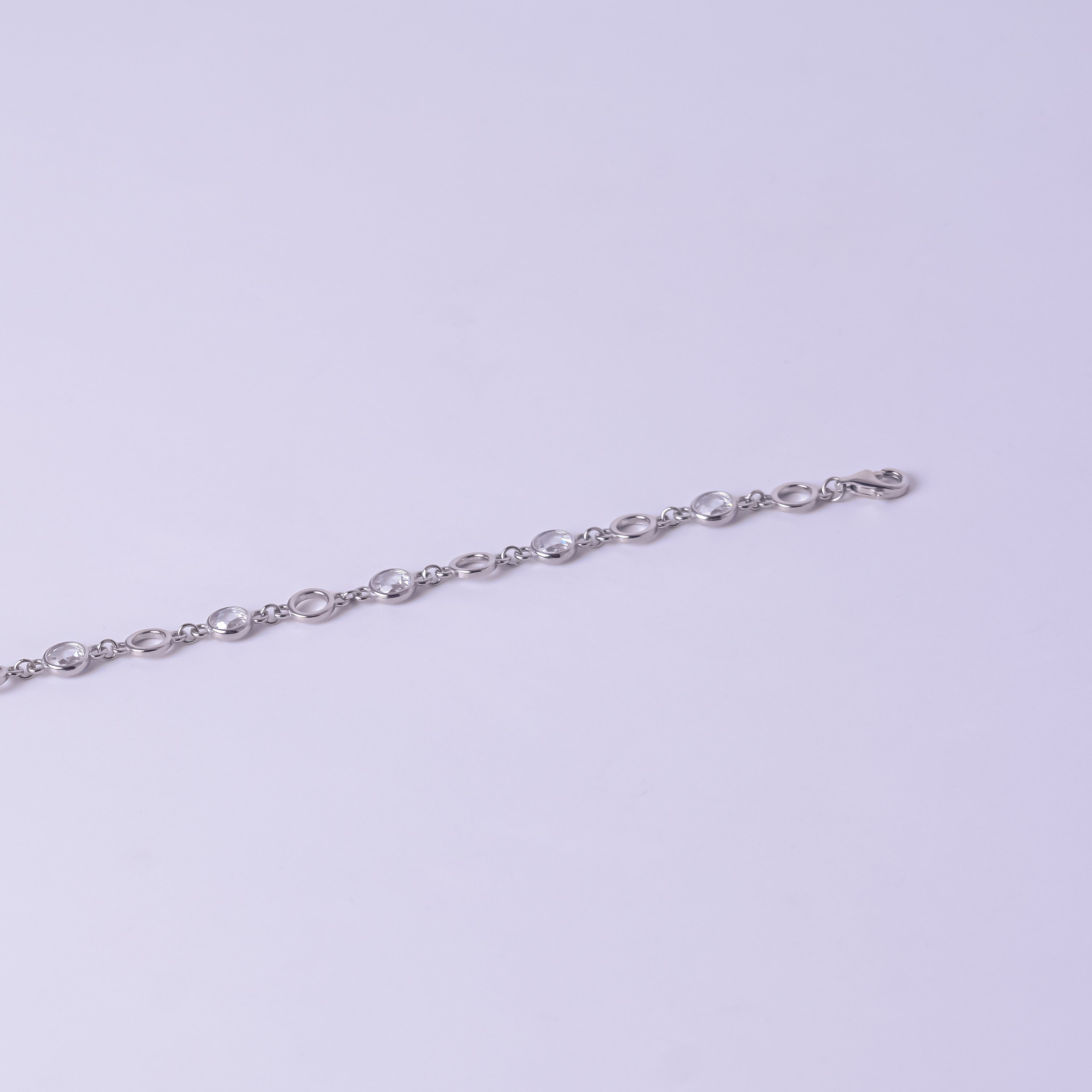 Silver Bezel Set Diamond Bracelet