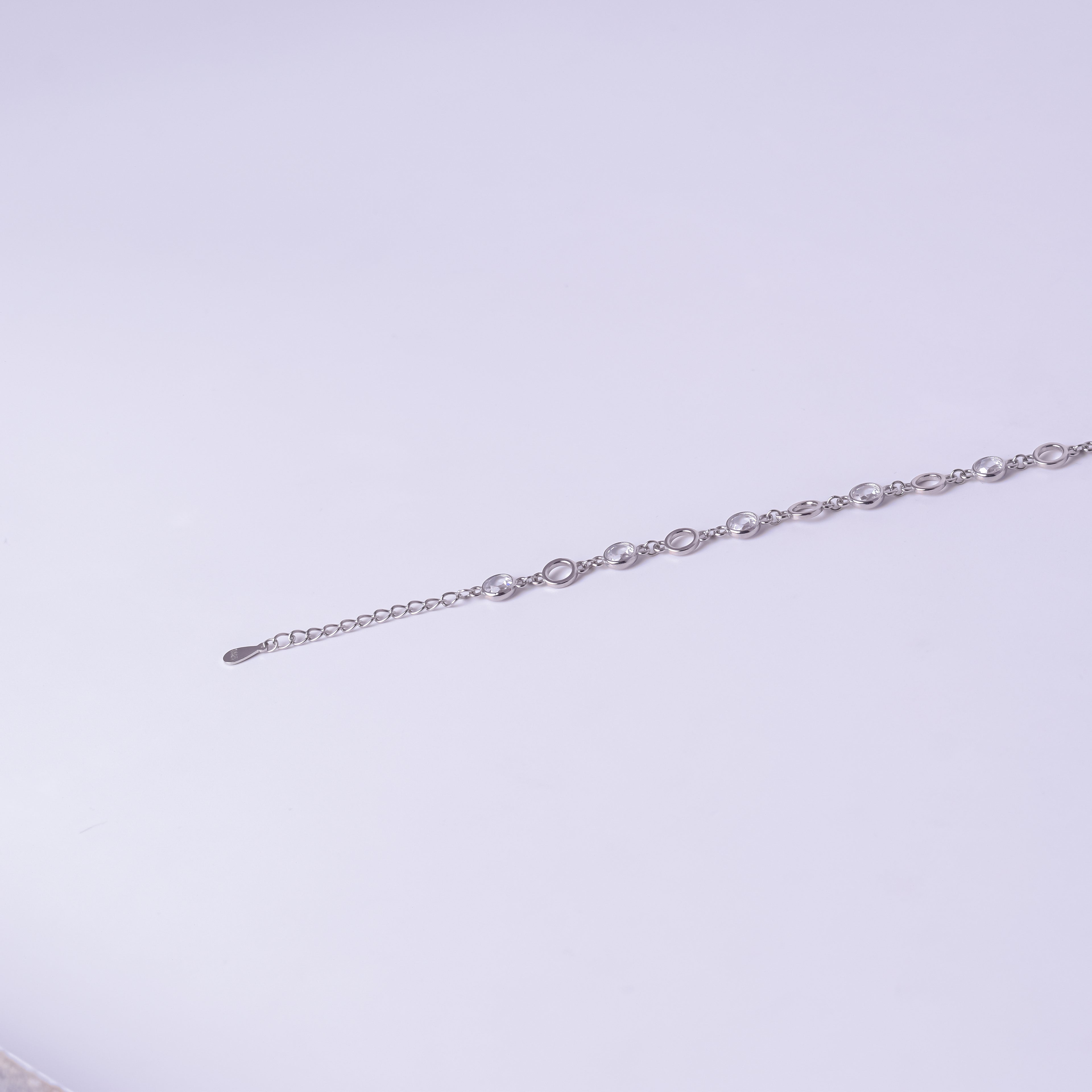Silver Bezel Set Diamond Bracelet