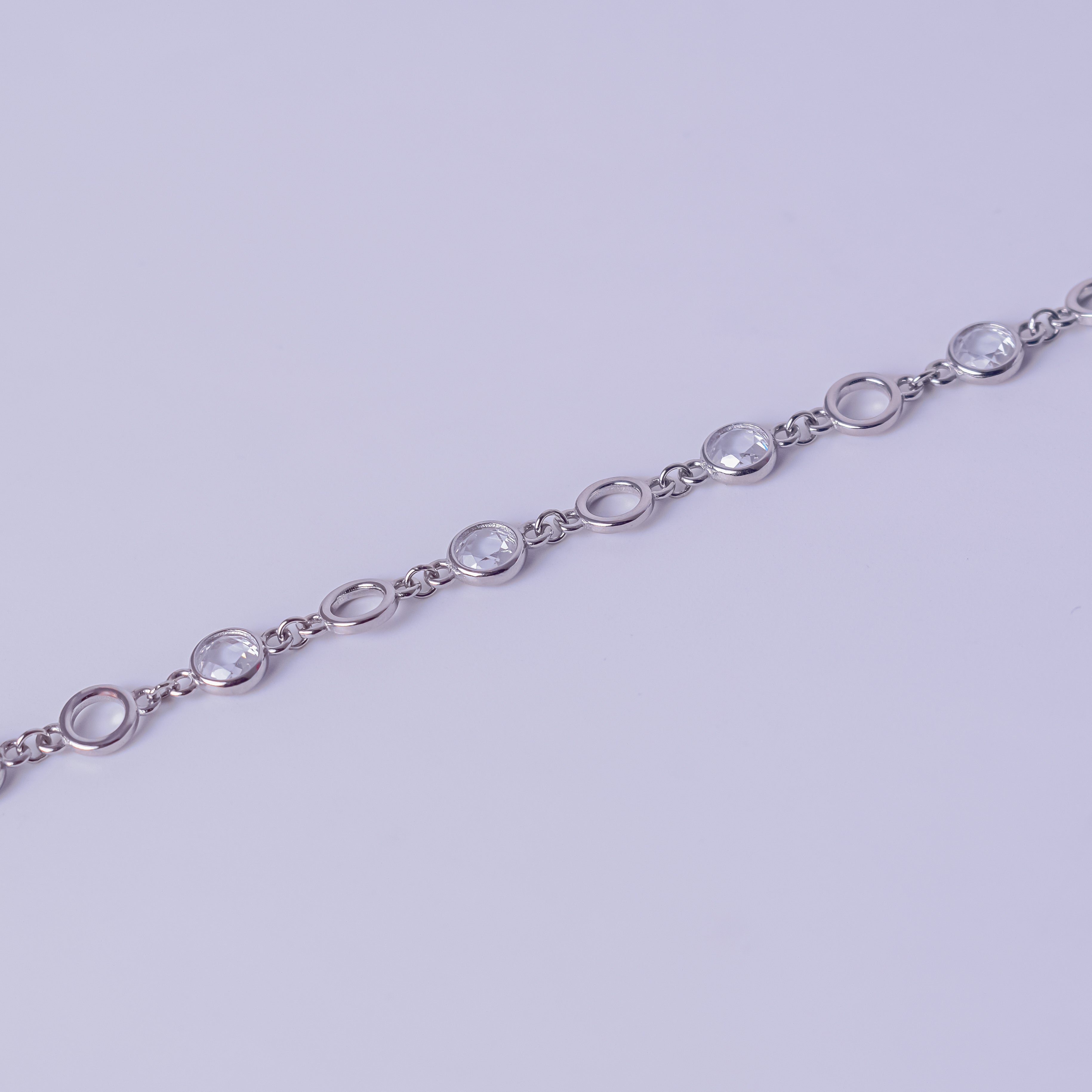 Silver Bezel Set Diamond Bracelet