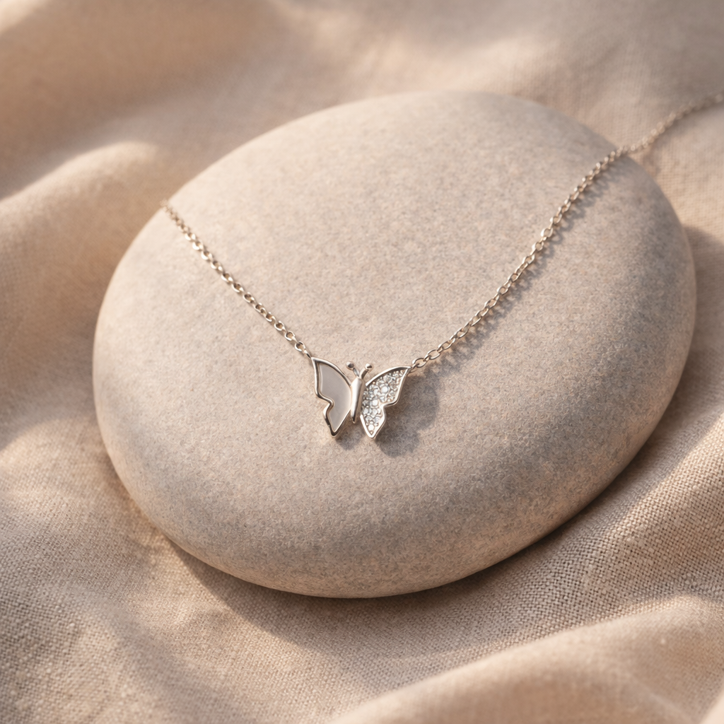 Silver Butterfly Bliss Necklace - Sover jewellery