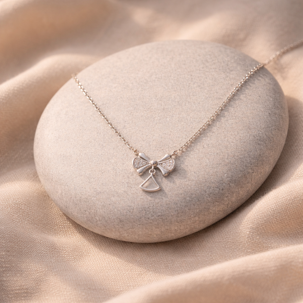 Silver Sweet Knot Charm Necklace - Sover jewellery