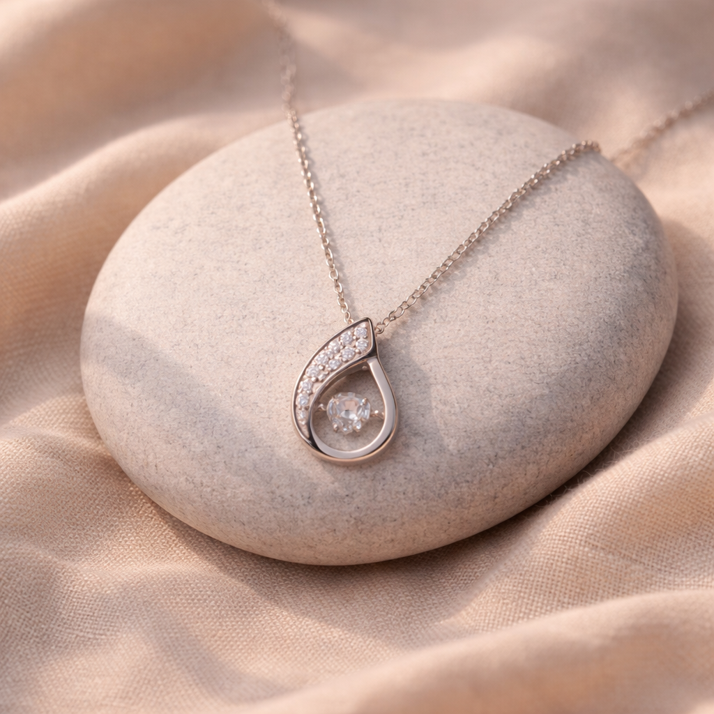 Silver Luminous Drop Necklace