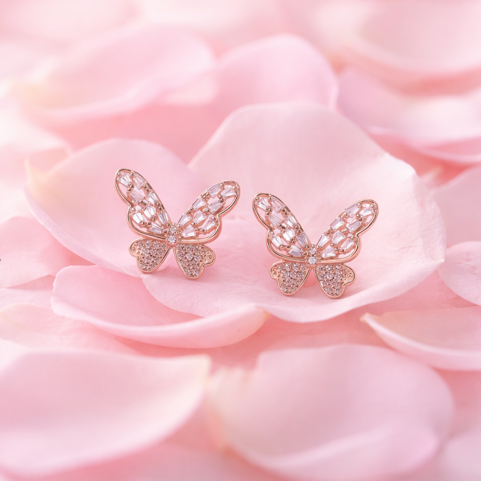 Rose Gold Silver Aurora Wing Earrings