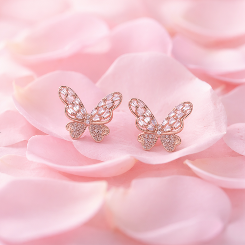 Rose Gold Silver Aurora Wing Earrings