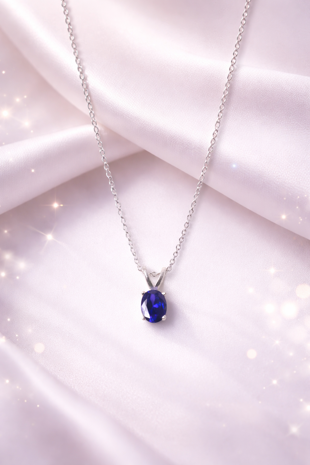 Silver And Blue Oval Necklace - Sover jewellery