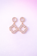 Silver Rose Gold Clover Drop Earrings