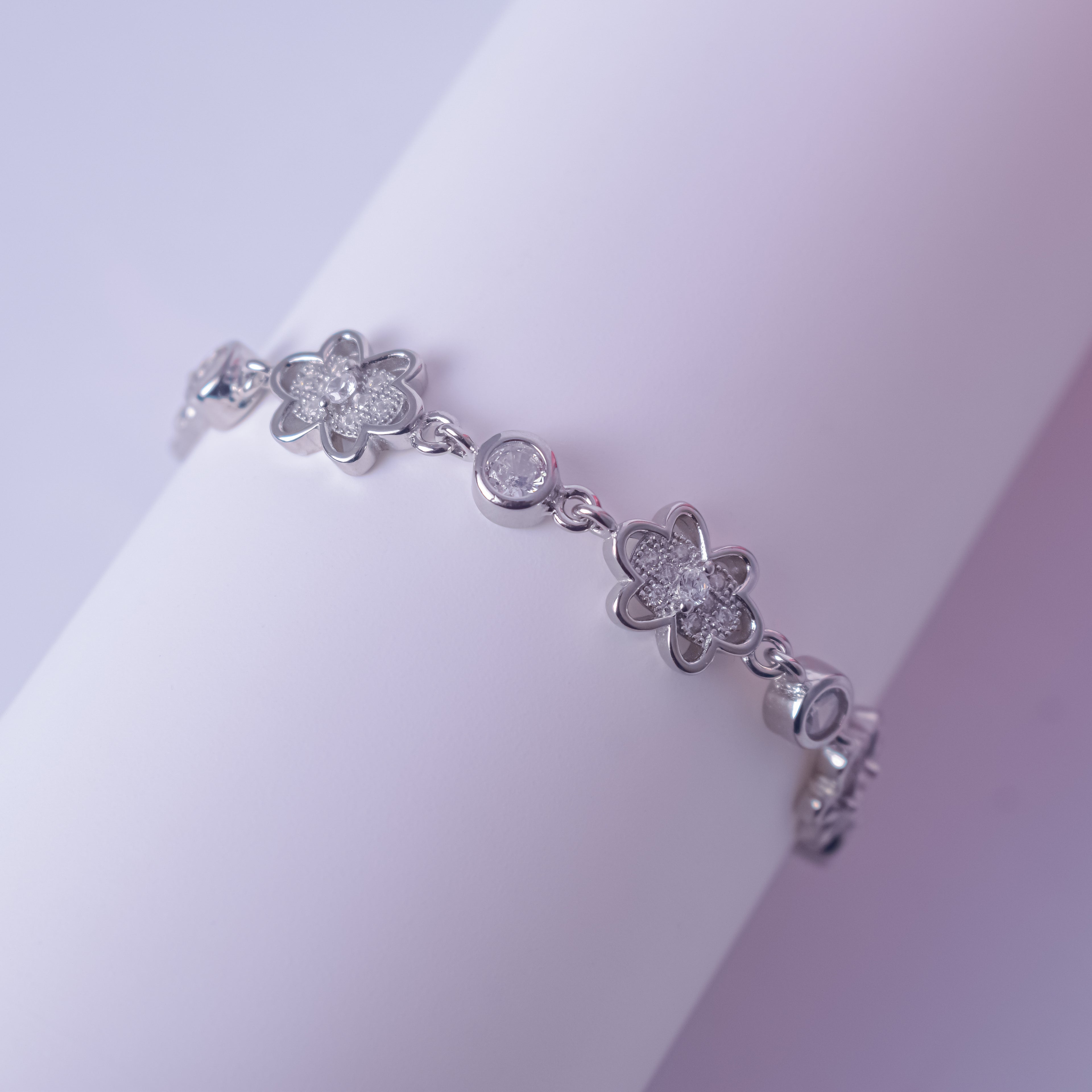Silver Crystal Bloom Bracelet