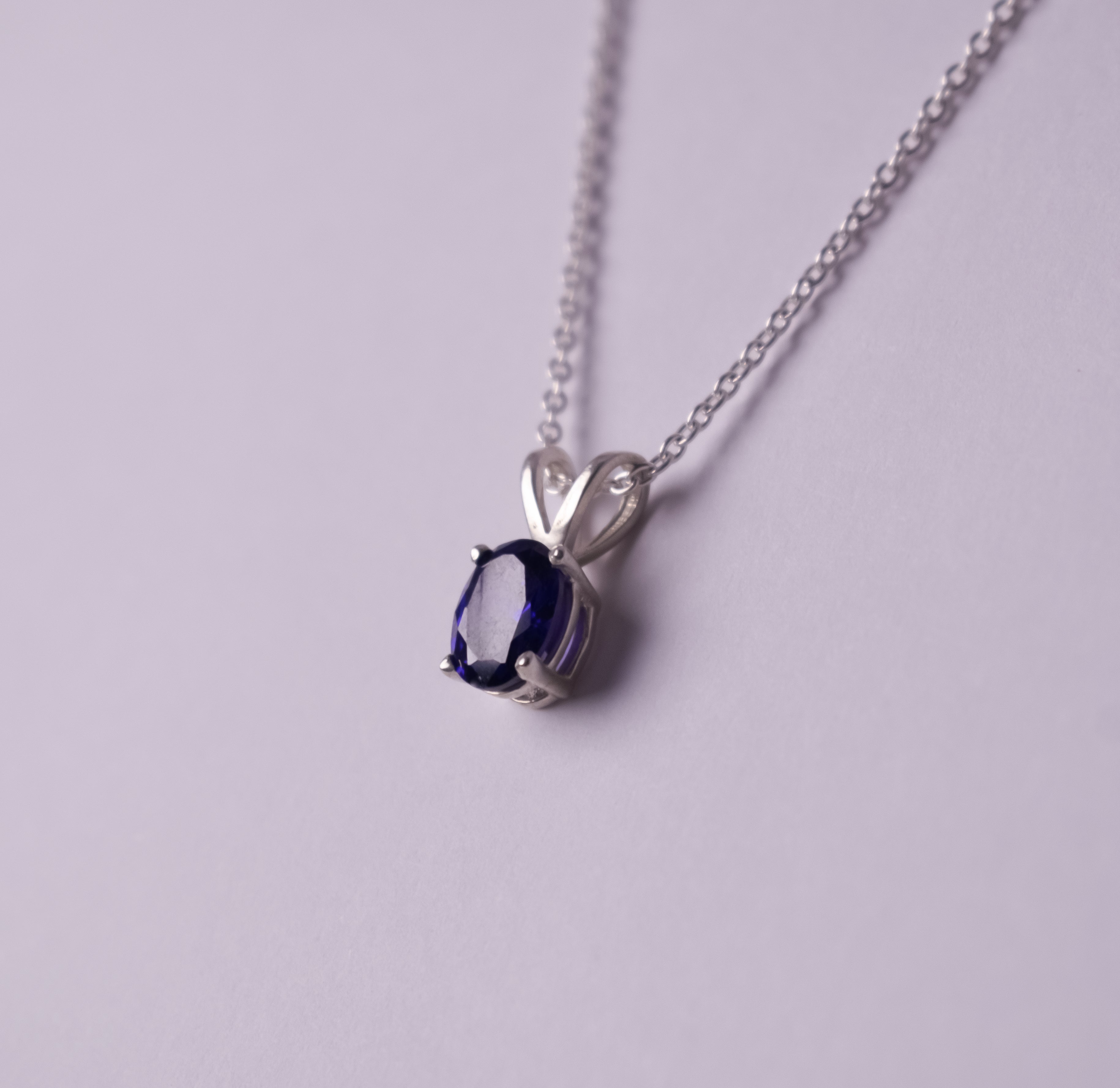 Silver And Blue Oval Necklace - Sover jewellery