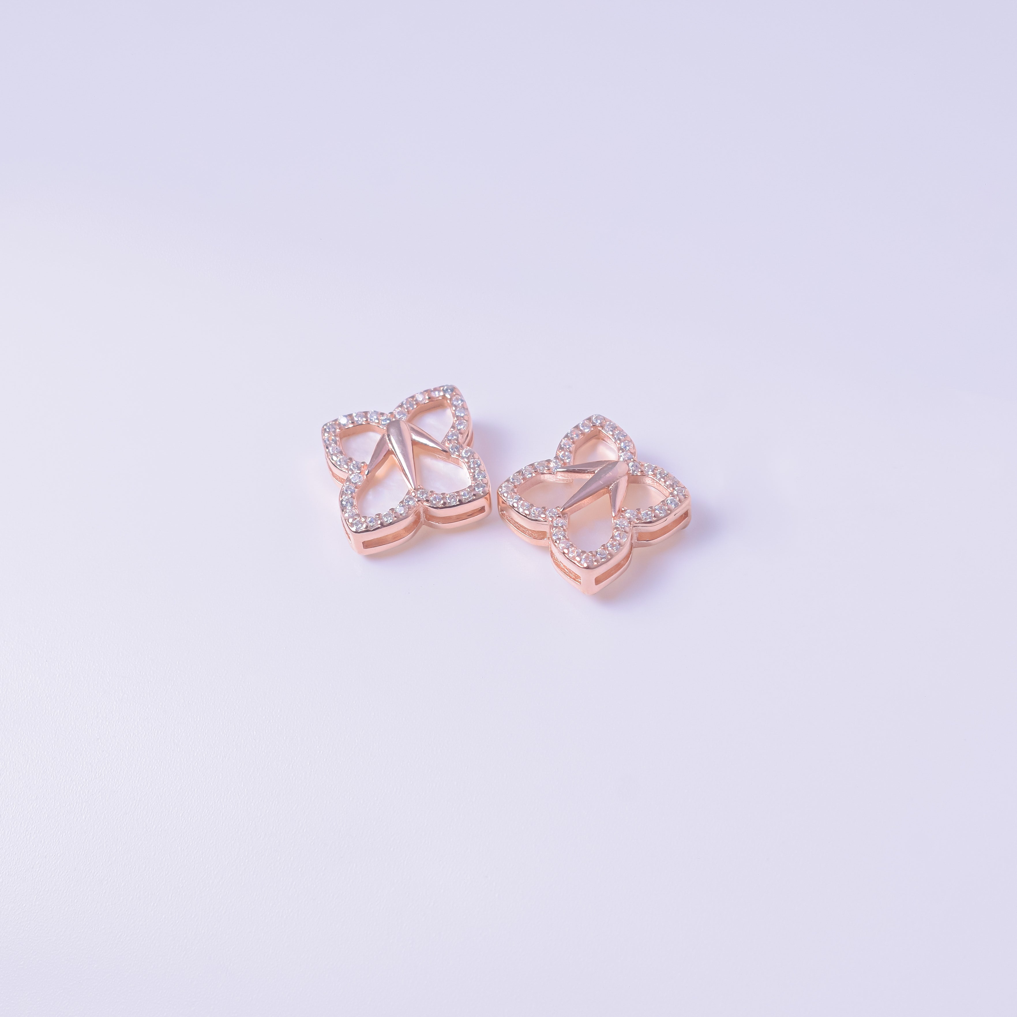 Silver Rose Gold Butterfly Earrings