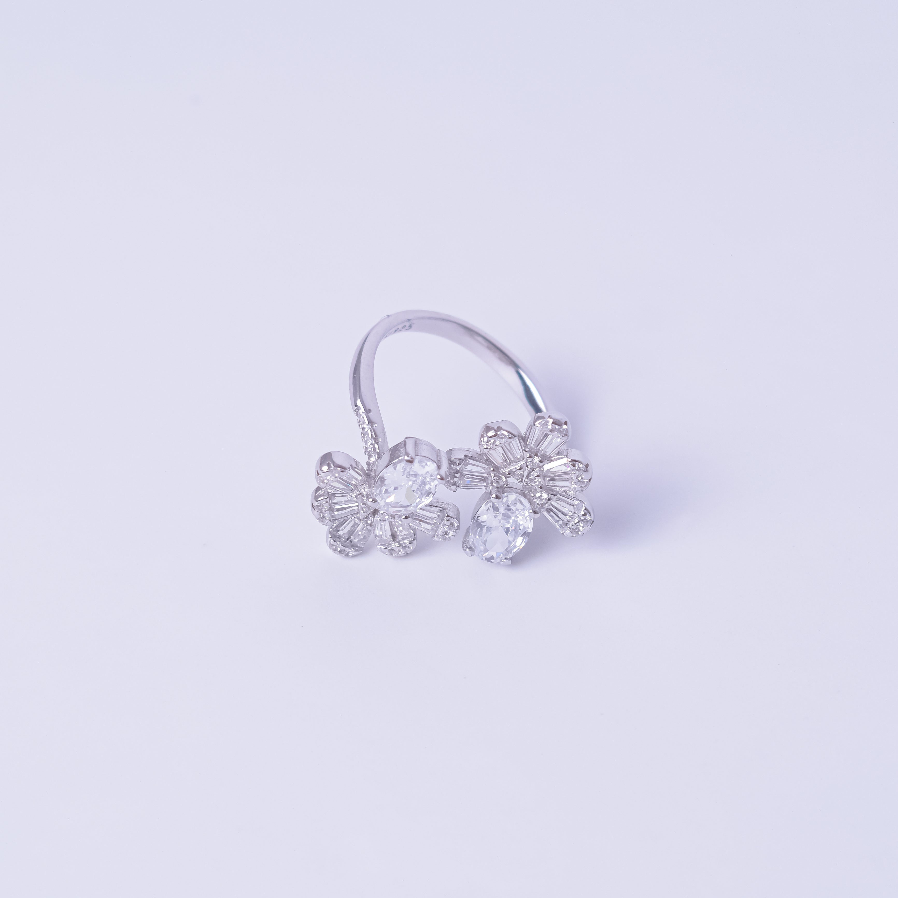 Silver Petal Prism Ring