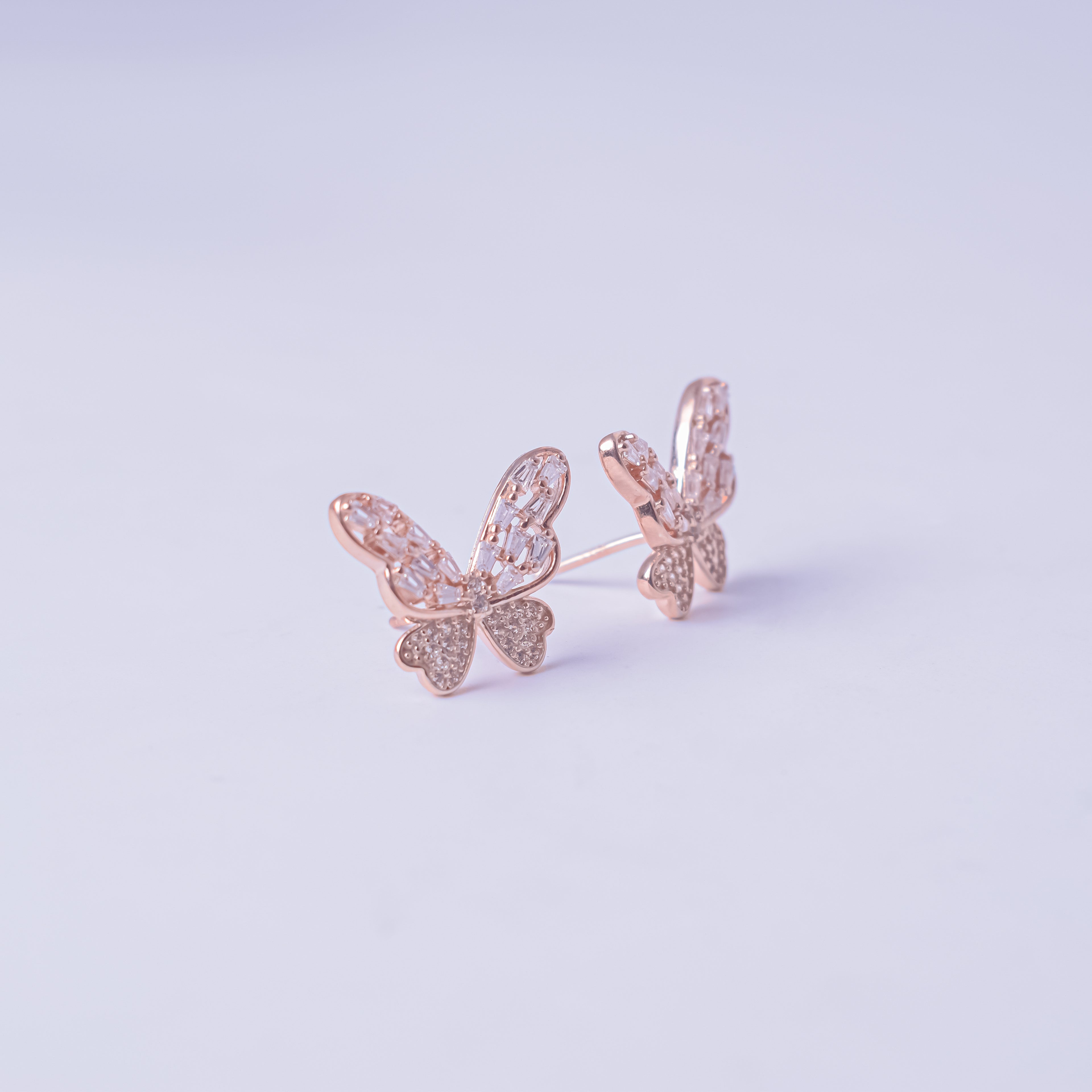 Rose Gold Silver Aurora Wing Earrings