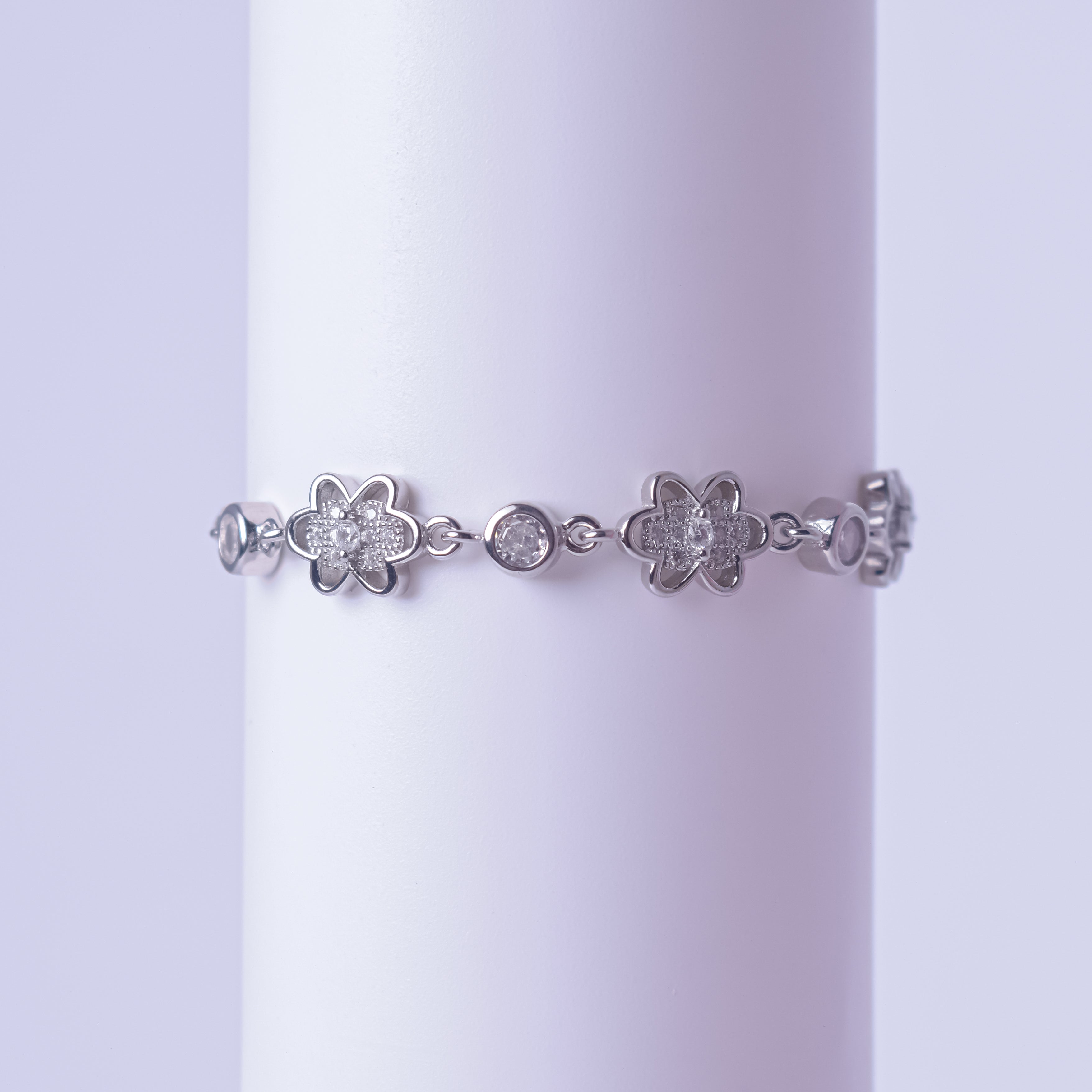 Silver Crystal Bloom Bracelet