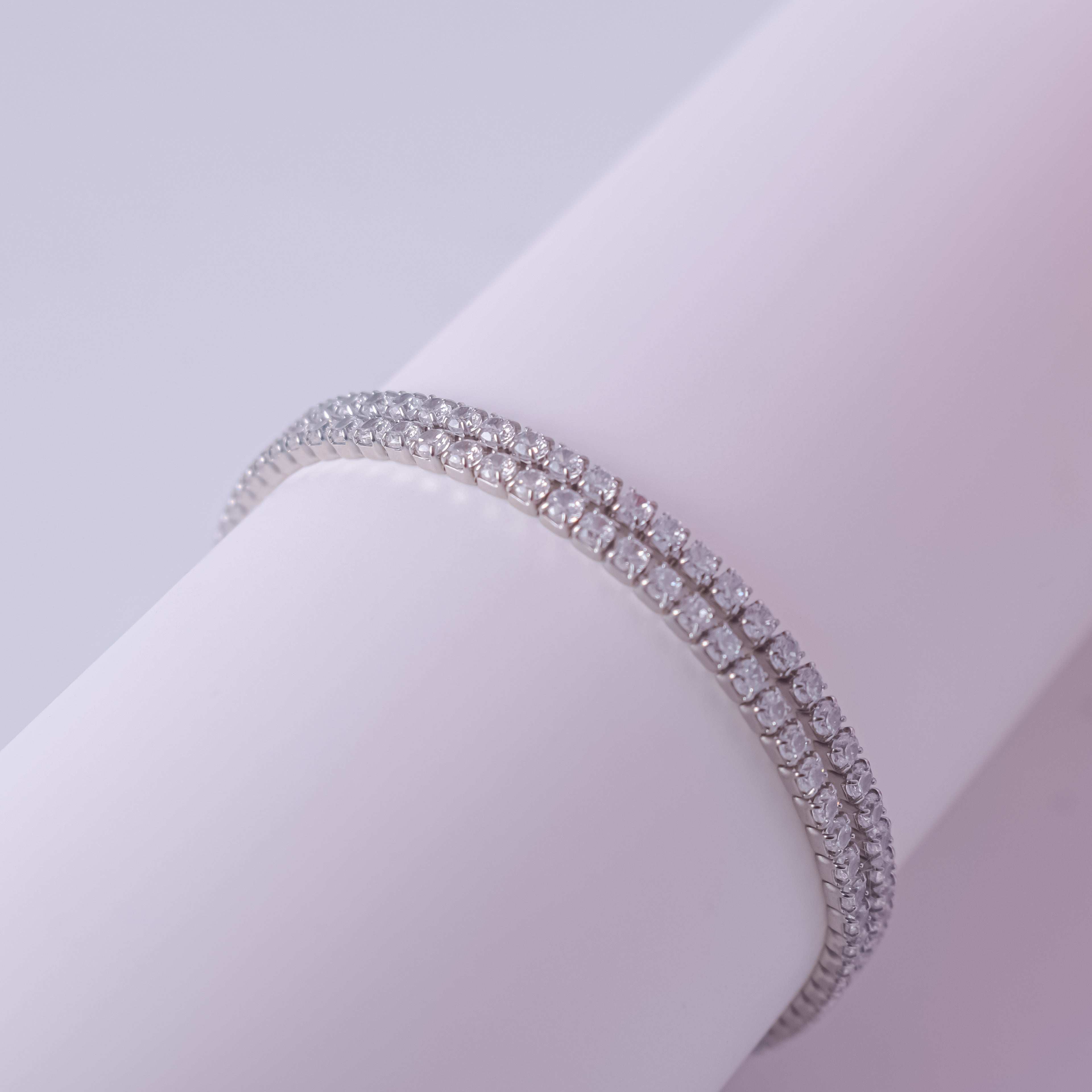 Silver Double Row Diamond Bracelet