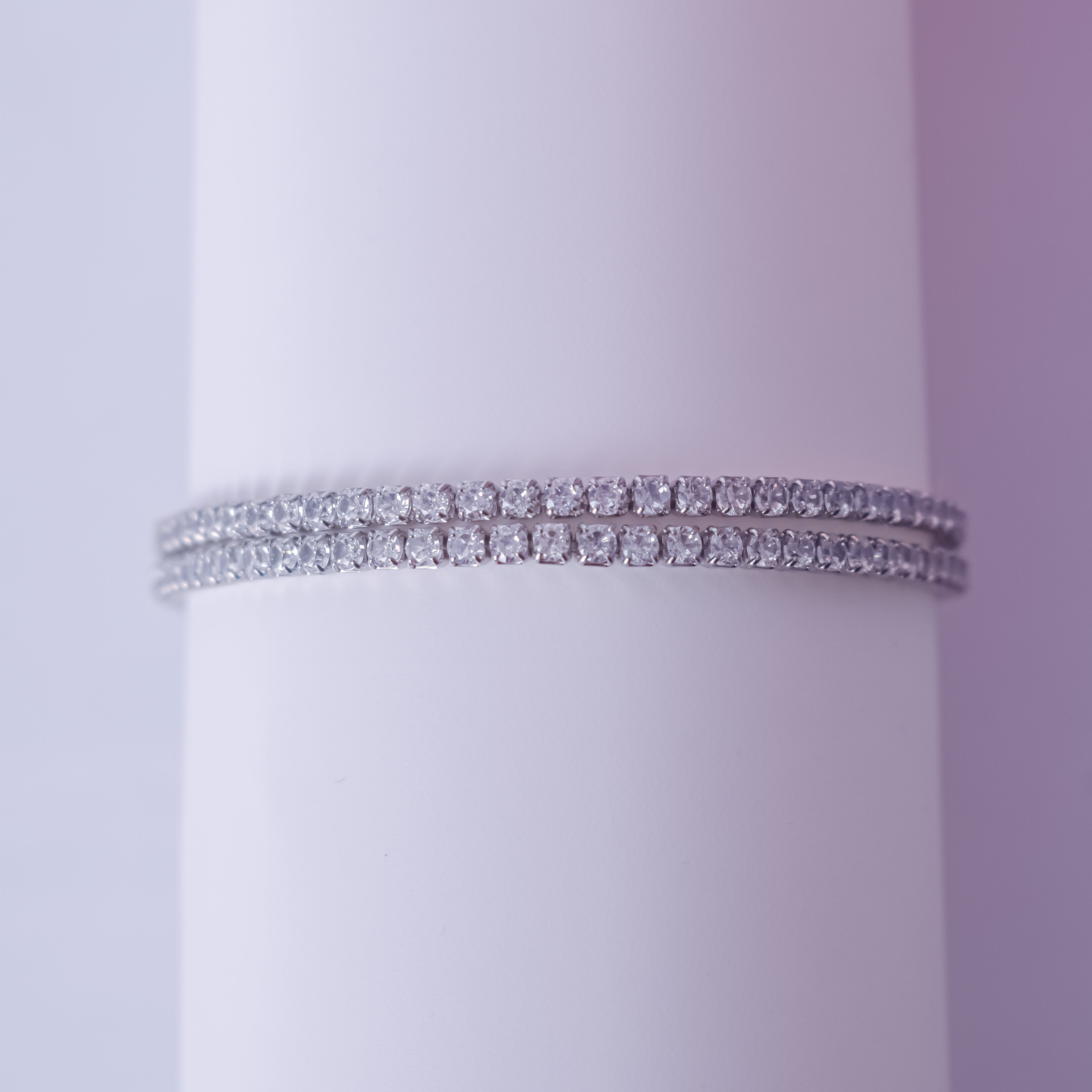 Silver Double Row Diamond Bracelet