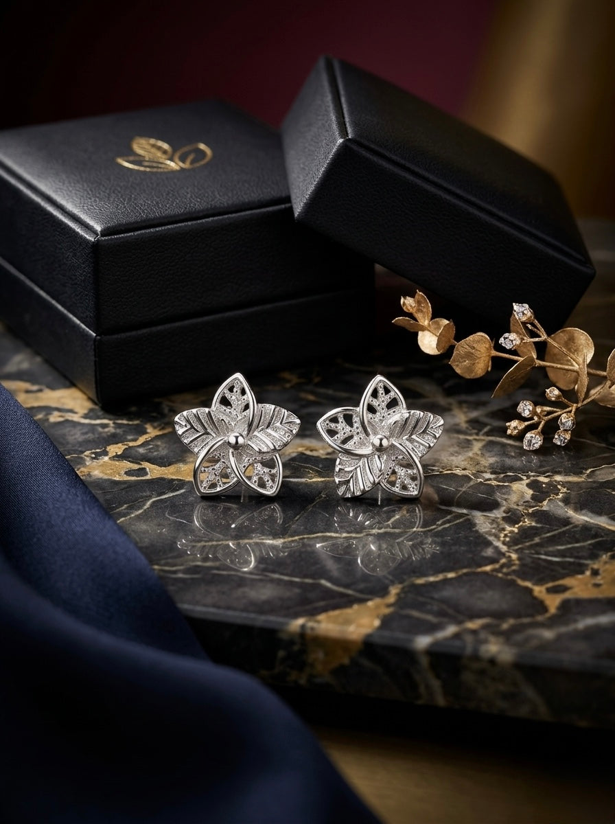 Silver Petal Aura earring Sover jewellery