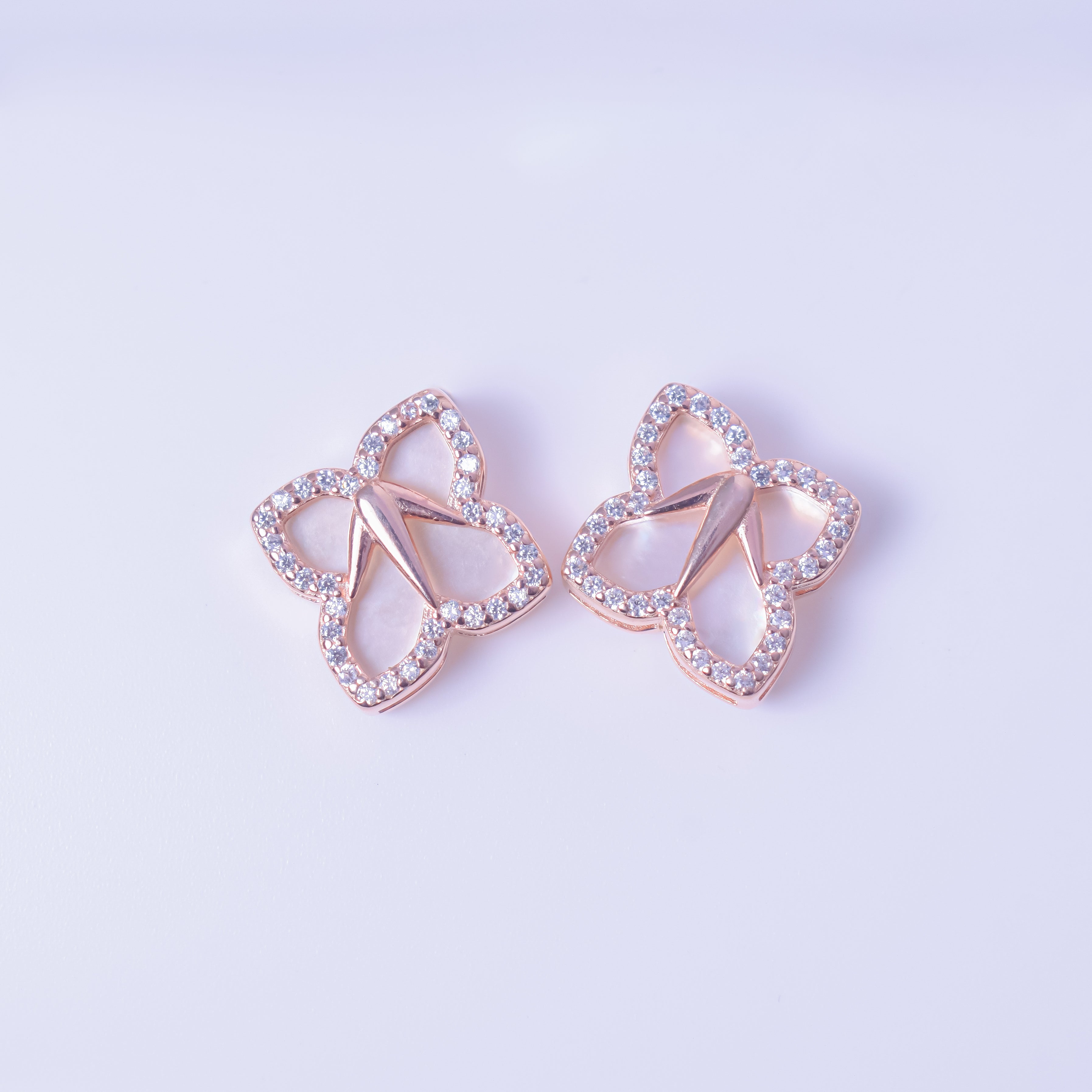 Silver Rose Gold Butterfly Earrings