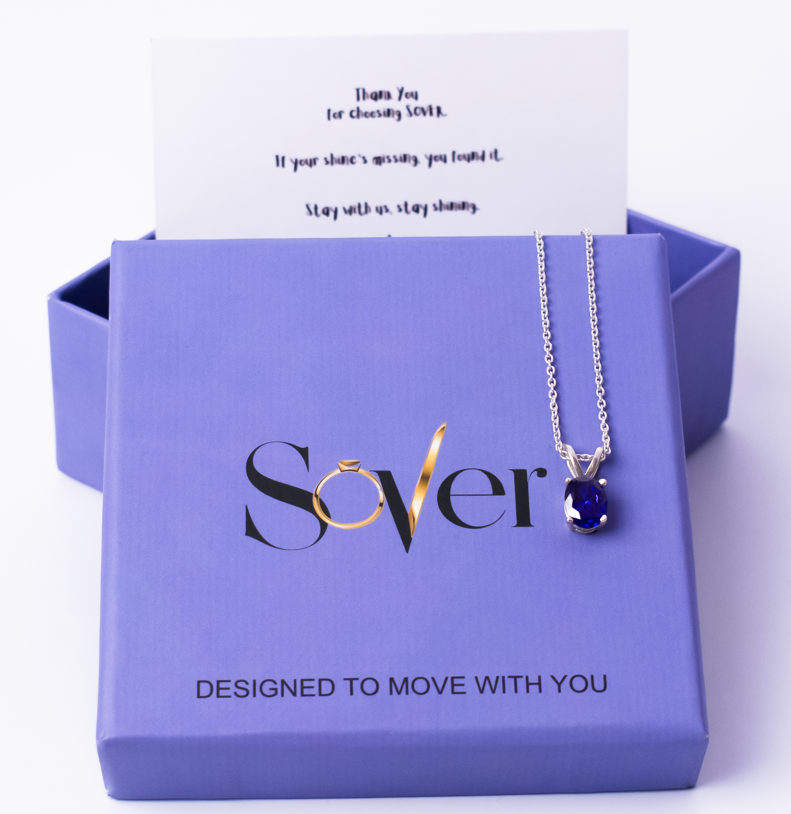 Silver And Blue Oval Necklace - Sover jewellery